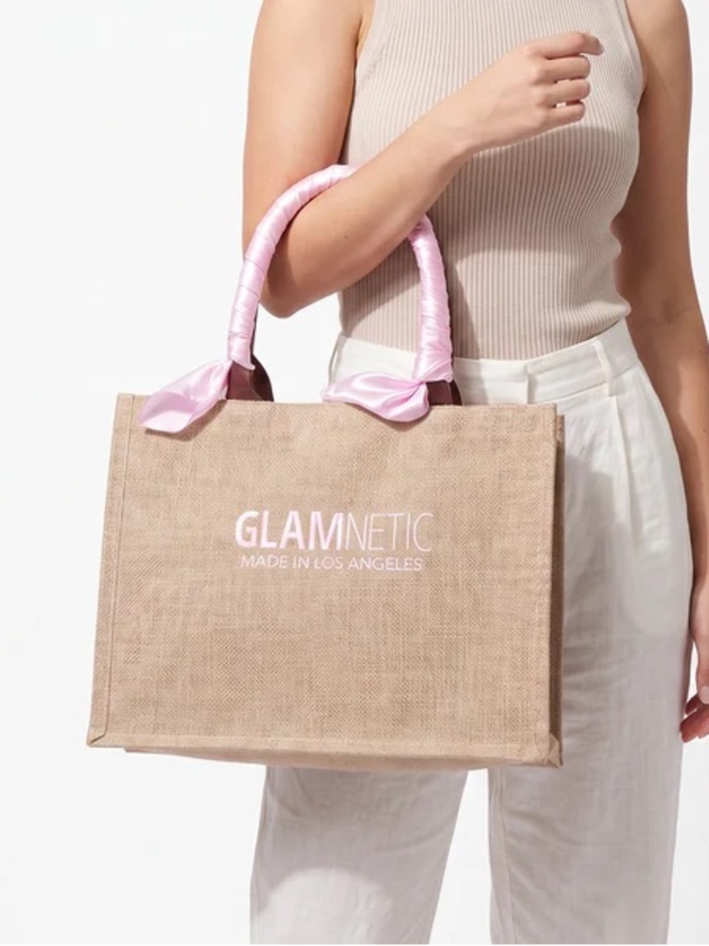 NEW Glamnetics Hemp Pink Satin Tote Bag